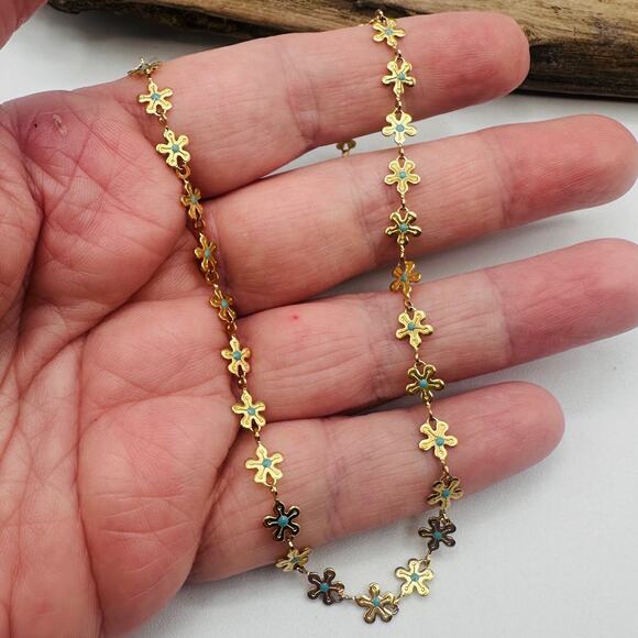 18K Gold Plated Daisy Choker - Non-Tarnish - Picture 2 of 9